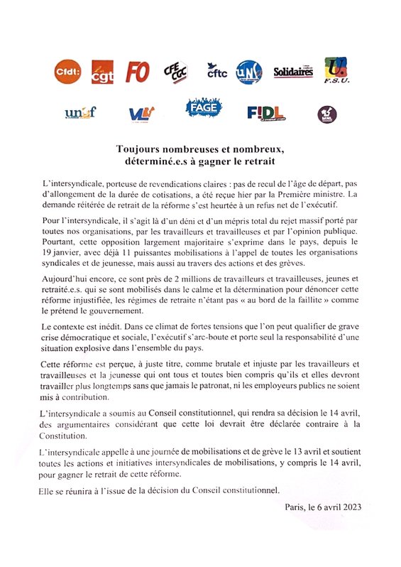 LA GREVE : Interprofessionnelle pour la retraite à 60 ans