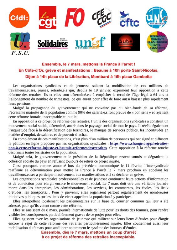 230226 communiqué unitaire retraites Côte-d'Or pour le 7 mars(1)_page-0001