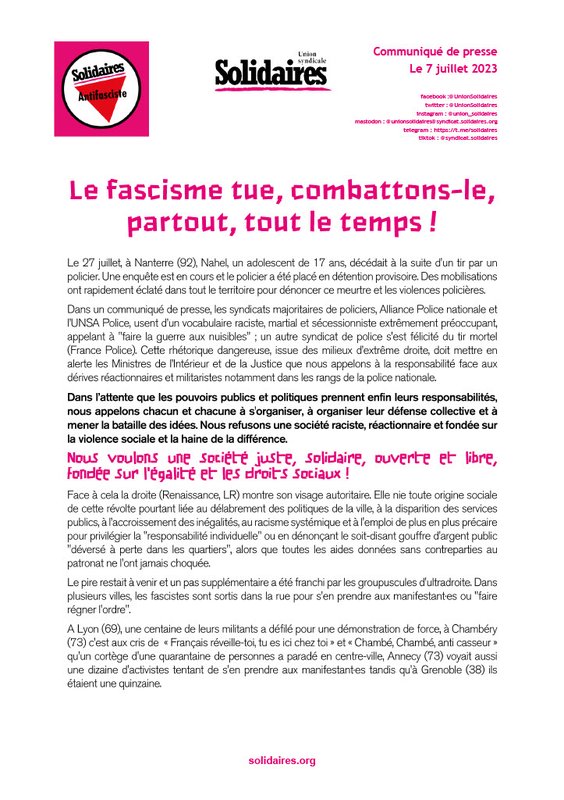 Le fascisme tue, combattons-le, partout, tout le temps !1024_1