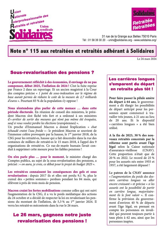 Note Unirs 115 mars 24