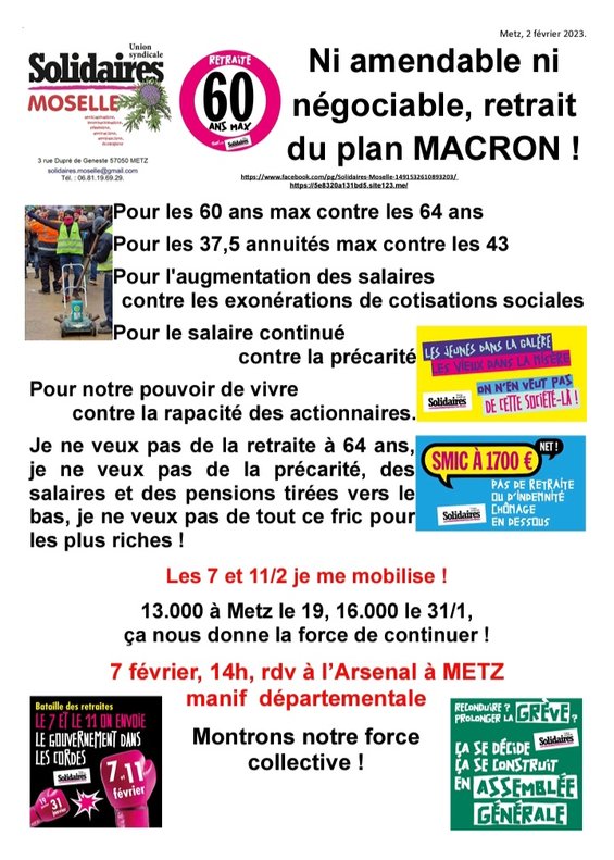 Ni amendable ni négociable, retrait du plan MACRON !