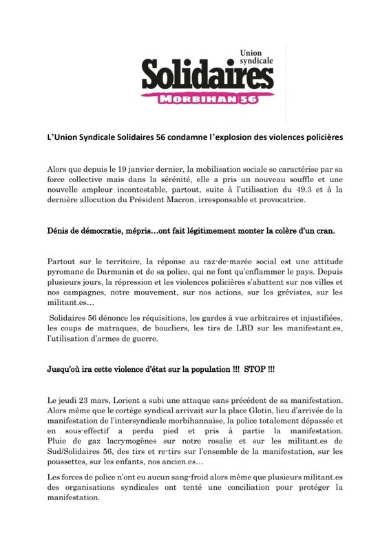 Communiqué Solidaires 56