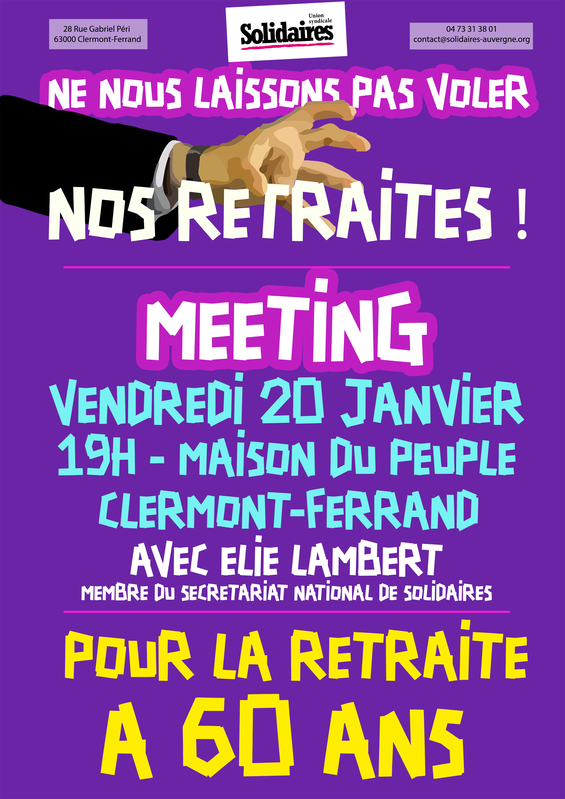 afficheMeetingRetraites20 janvier2023ClermontFerrand png