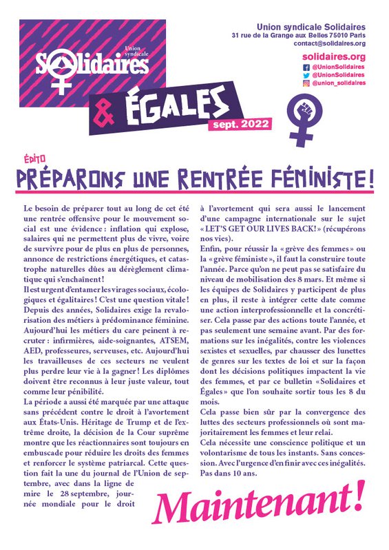 Solidaires et Egales n°28