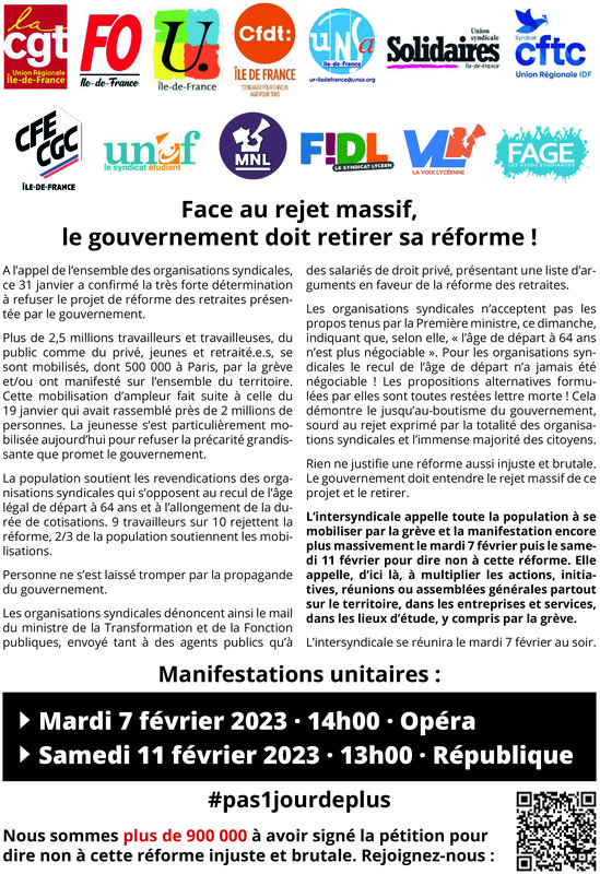 Face au rejet massif, le gouvernement doit retirer sa réforme !