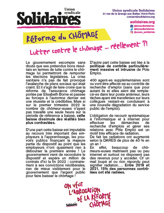 tract chômage juin 2022