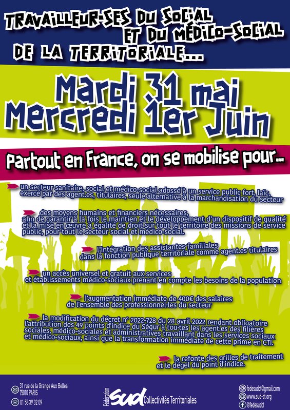 Tract Fédéral SUD CT grève Travailleur.euses secteurs social et médico-social