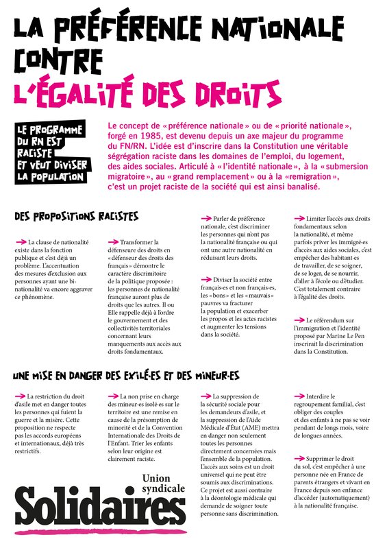 LA PRÉFÉRENCE NATIONALE CONTRE L’ÉGALITÉ DES DROITS